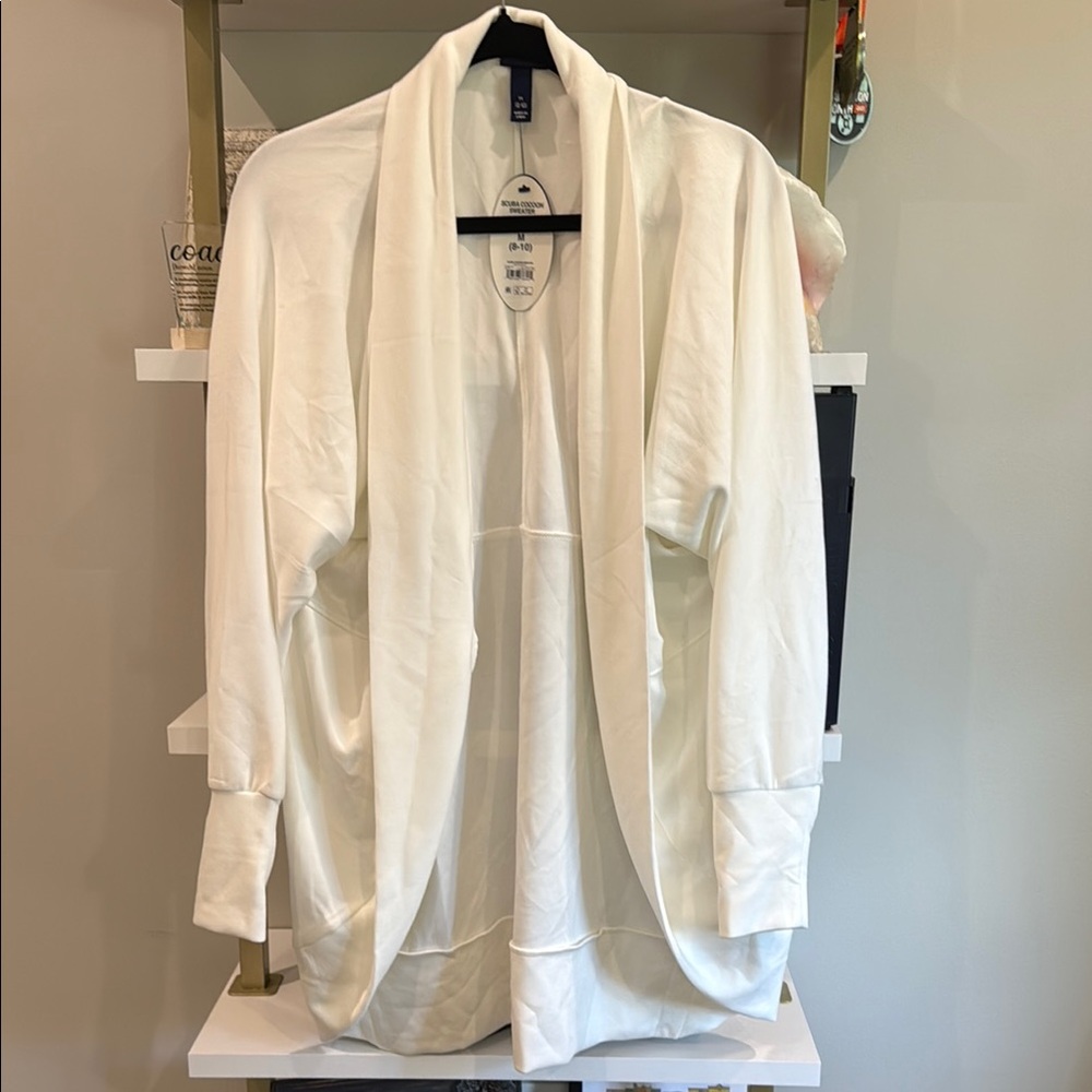 Cozy White Open-Front cardigan